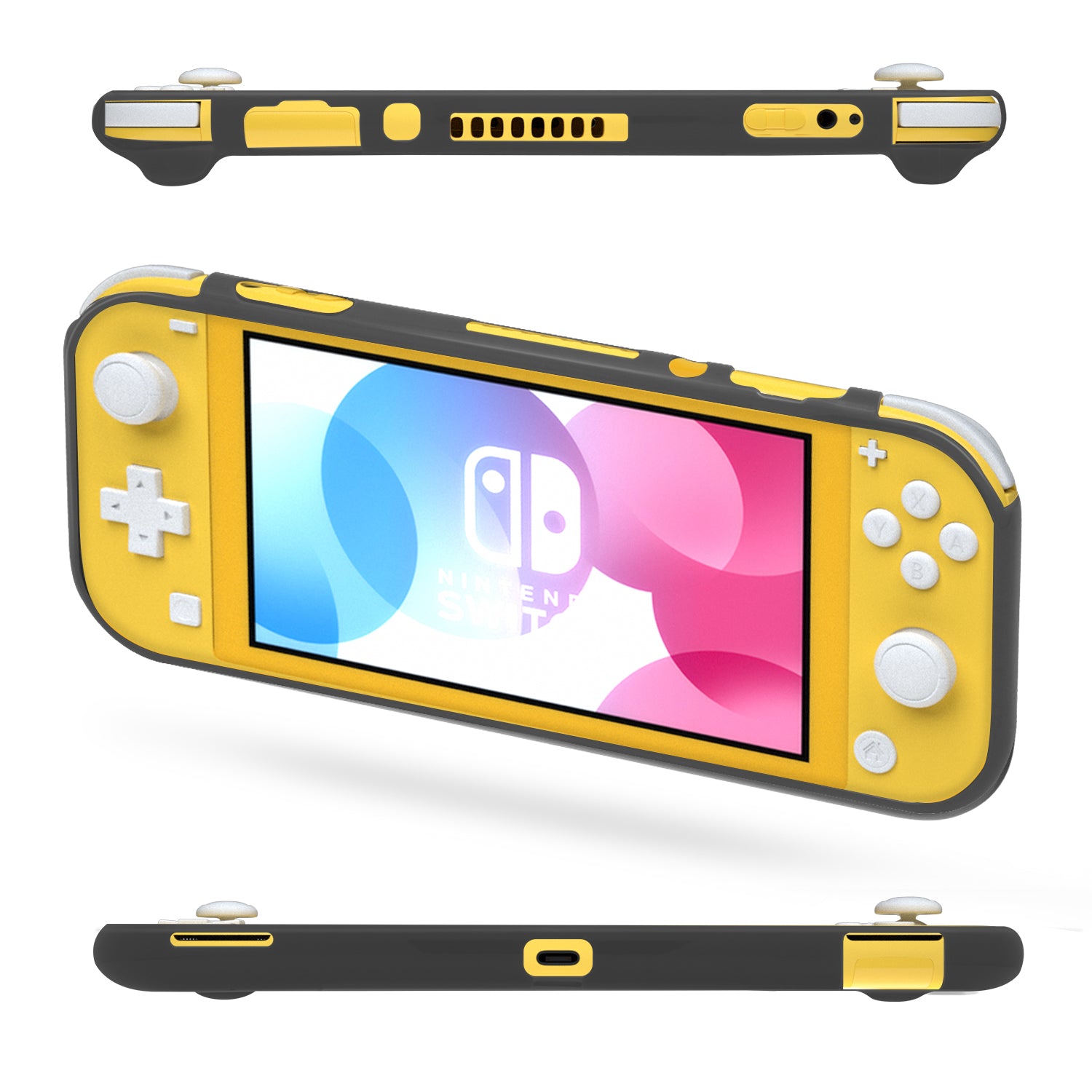 TPU Case for Nintendo Switch Lite, Clear Protective Case for Nintendo Switch Lite with Tempered Glass Screen Protector - Gray - ECHZOVE