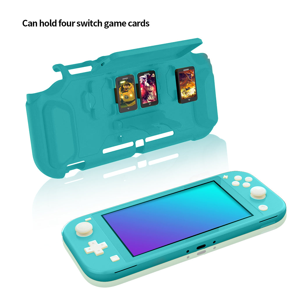 TPU Protective Case for Nintendo Switch lite, Cover Case for Nintendo Switch lite with Kickstand and 4 Game Card Slots - Turquoise - ECHZOVE