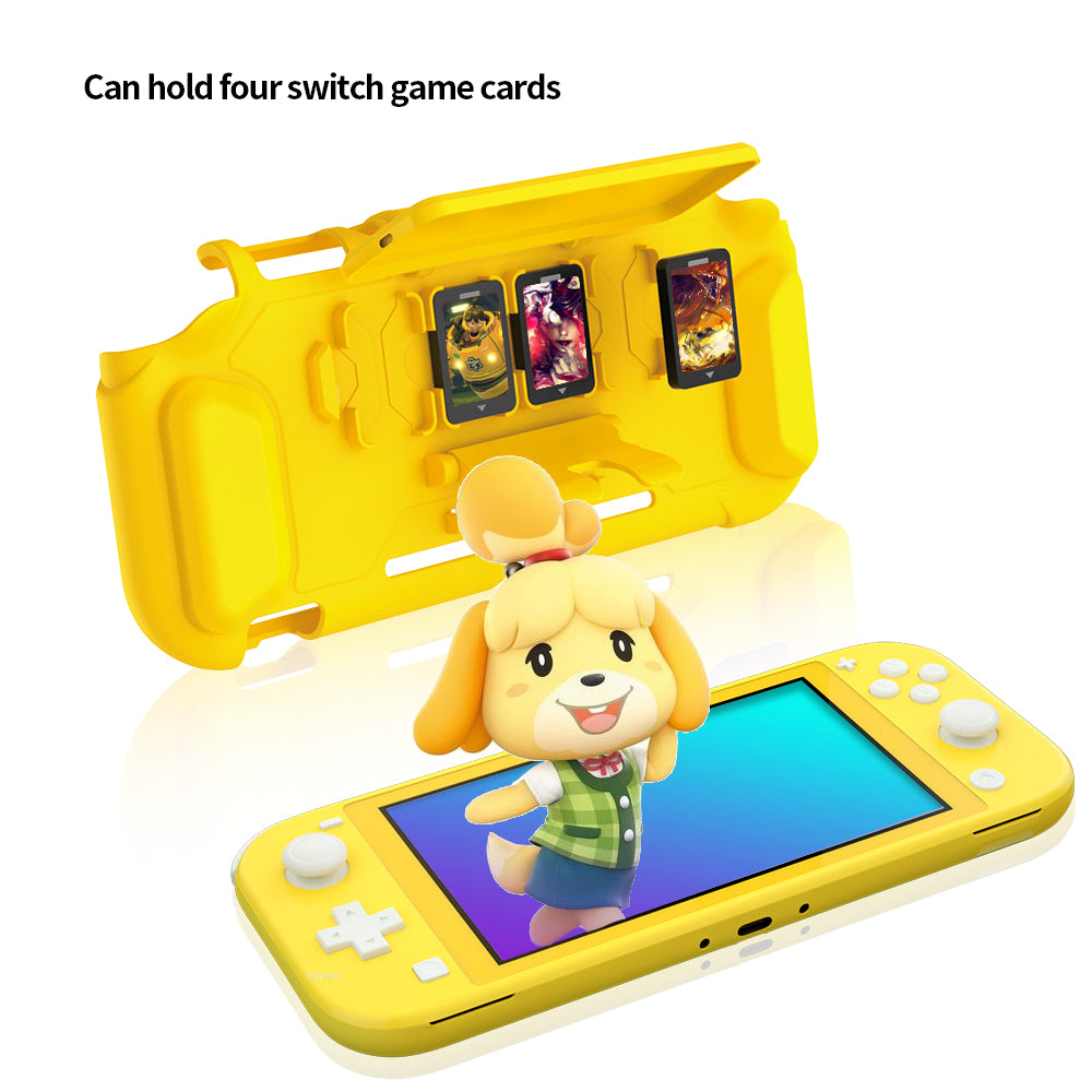 TPU Protective Case for Nintendo Switch lite, Cover Case for Nintendo Switch lite with Kickstand and 4 Game Card Slots - Yellow - ECHZOVE