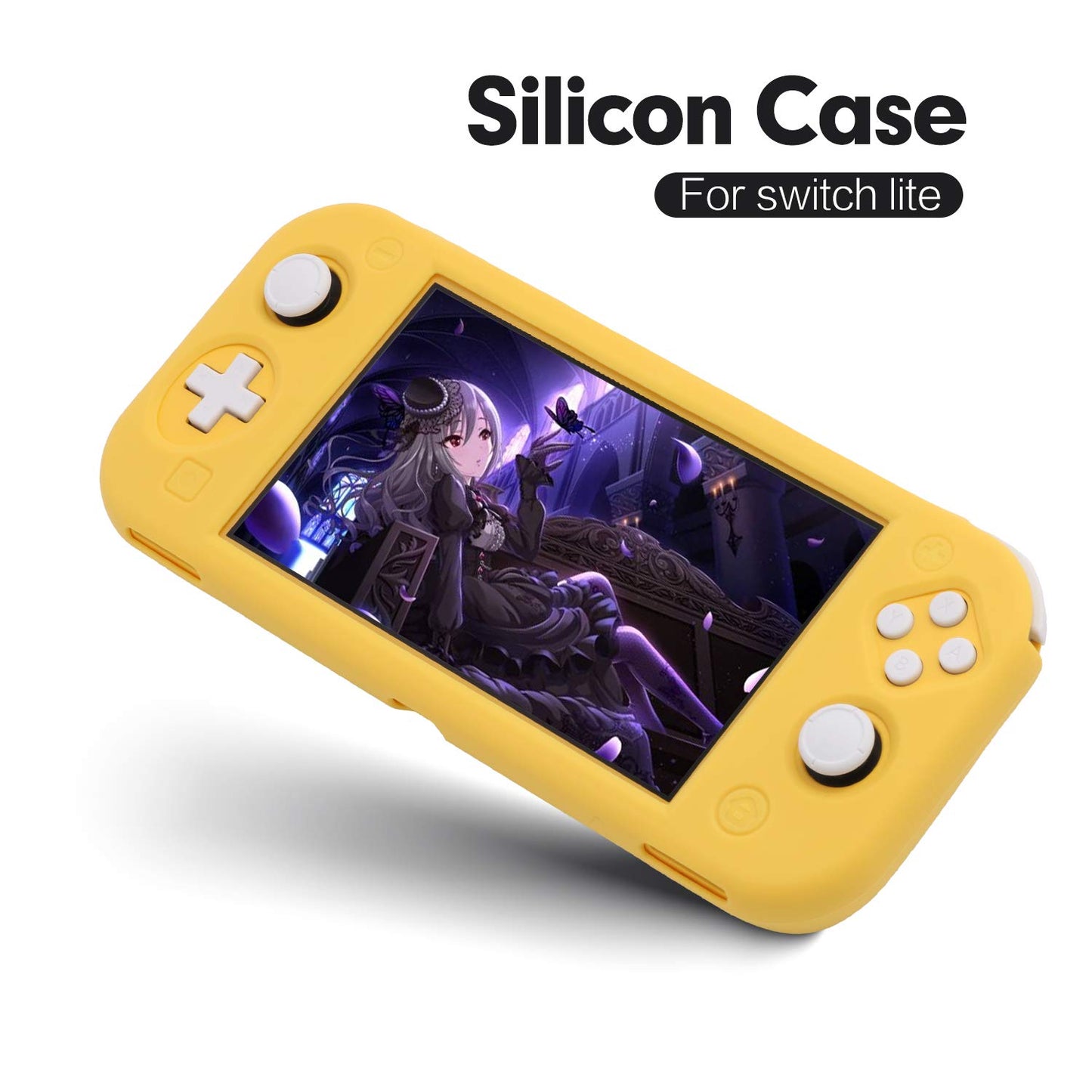 Grip Case for Nintendo Switch Lite, Silicone Case for Nintendo Switch Lite - Yellow - ECHZOVE