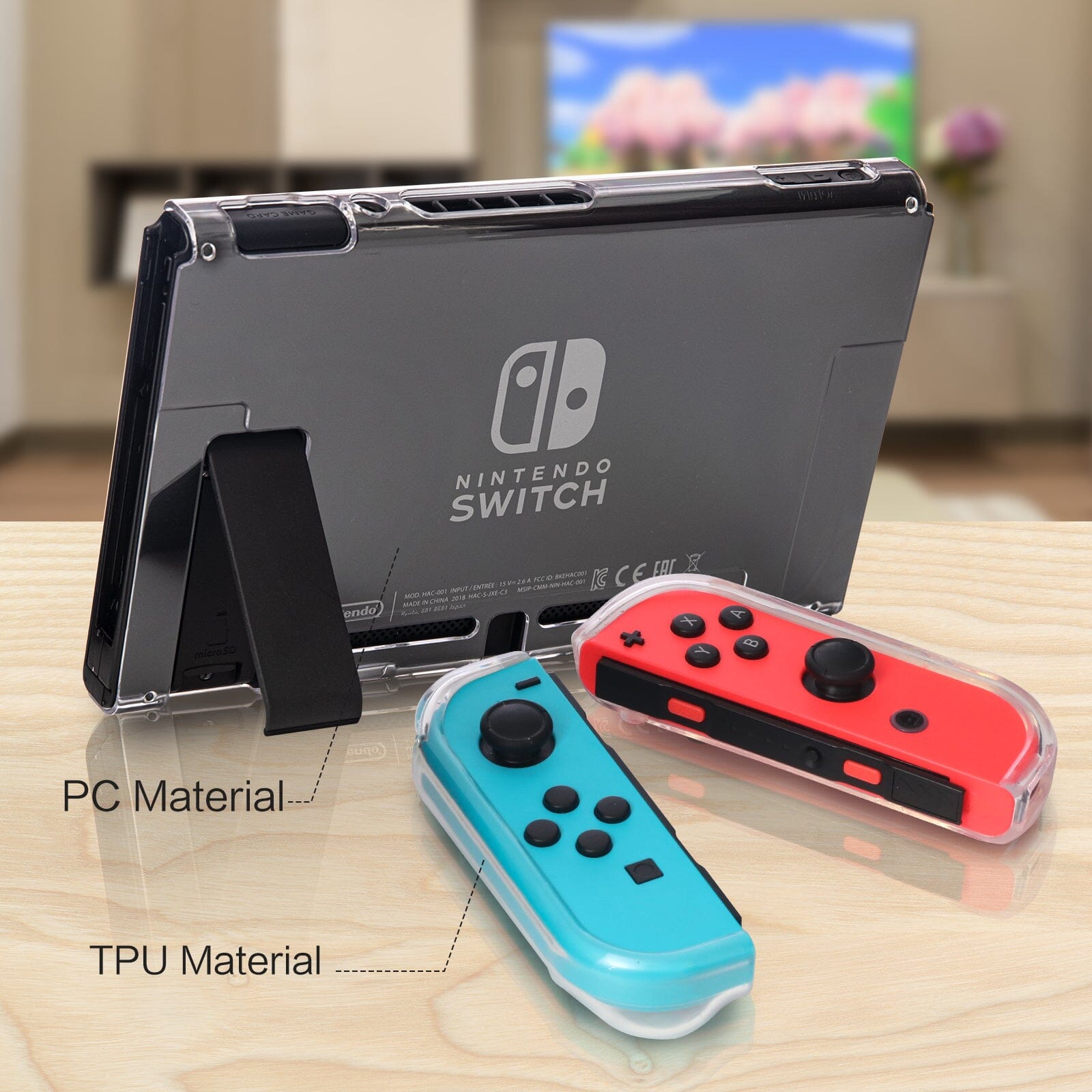 Dockable Protective Hard Cover Case for Nintendo Switch with Tempered Glass Screen Protector and Thumb Stick Caps - Clear Nintendo Switch Accessories ECHZOVE 