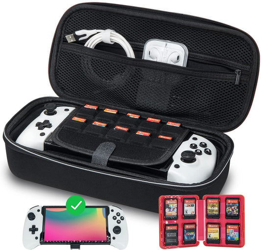 Switch OLED Controller Grip, Ergonomic Controller for Switch OLED and Switch with Gravity Induction of Six-Axis Gyroscope, Double Motor Vibration, Large Grip with Storage Bag and Game Card Case