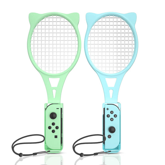Tennis Racket for Nintendo Switch Sports or Nintendo Switch OLED Joycons for Mario Tennis Aces Accessories (2-Pack, BlueGreen)