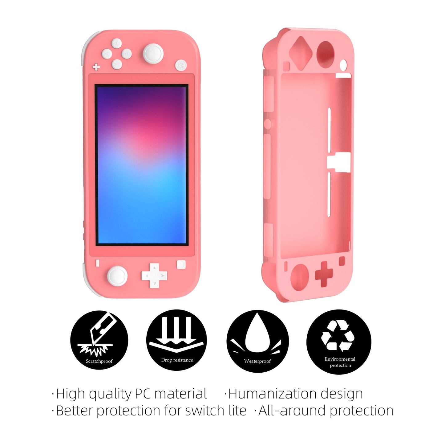 Hard Case for Nintendo Switch lite, Grip Case for Nintendo Switch lite - Pink - ECHZOVE