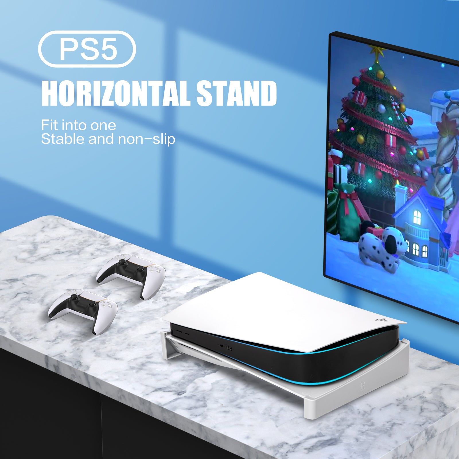 MENEEA Horizontal Stand for PS5 Console with 4-Port USB Hub, Upgraded Base  Skate Holder Accessories for Playstation 5 Disc & Digital Edition,3