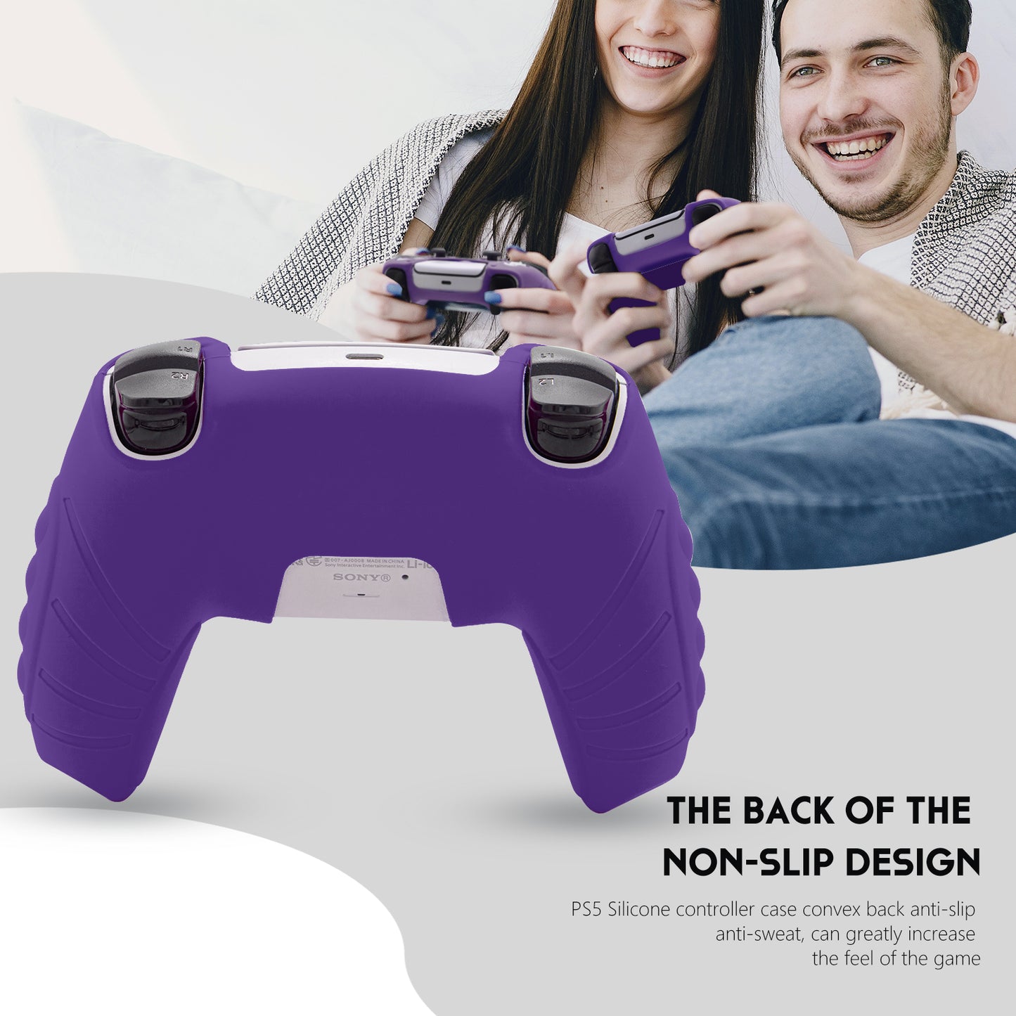 ECHZOVE PS5 Controller Cover Case, Anti-Slip Silicone Cover Skin for PS5 Controller with Thumb Grip Caps, Joystick Protectors and Cover Wrap Sticker