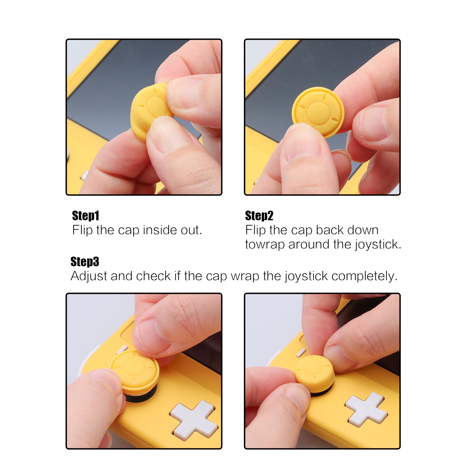 Thumb Grips for Nintendo Switch Lite, Joystick Caps for Nintendo Switch Lite - Yellow - ECHZOVE