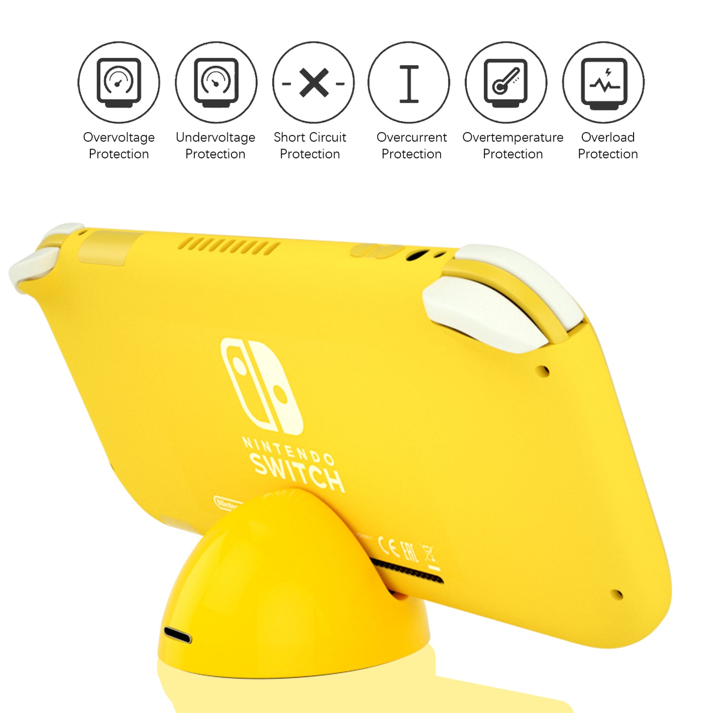 Charging Dock for Nintendo Switch Lite, Mini Portable Charger for Nintendo Switch Lite - Yellow - ECHZOVE