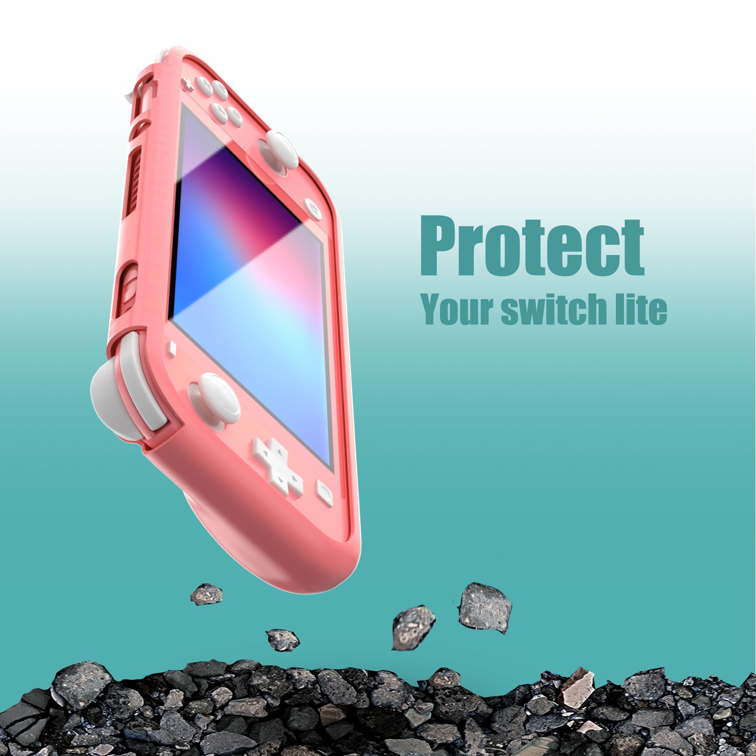 Grip Case for Nintendo Switch lite, Protective Cover Case Compatible with Switch lite - Coral - ECHZOVE