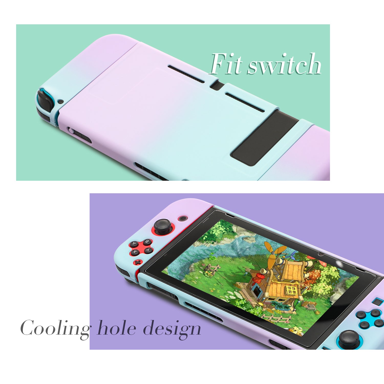 Protective Case for Nintendo Switch, Hard Case for Nintendo Switch - Purple and Blue - ECHZOVE