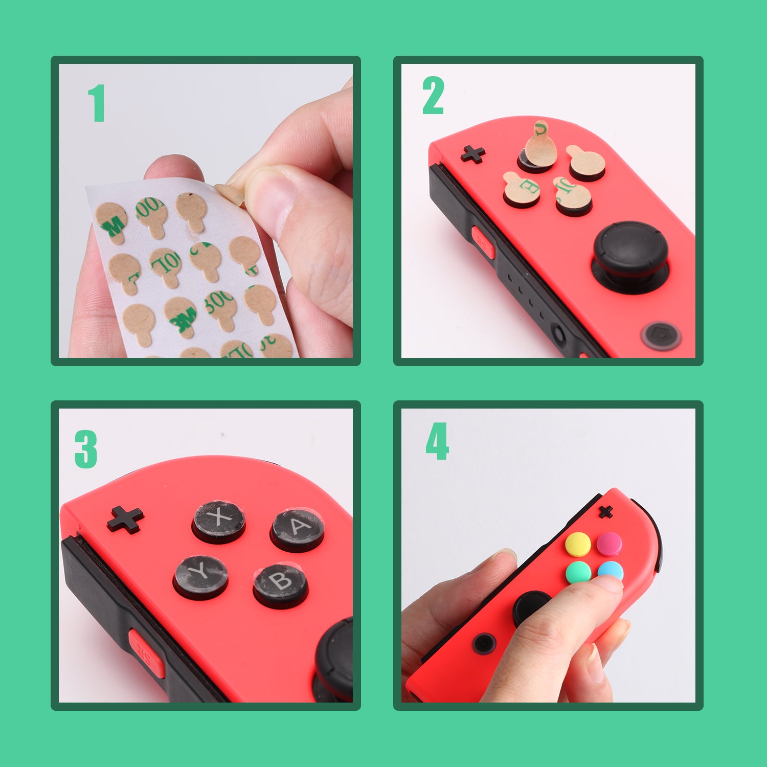 Paw Print Thumb Grip Caps for Nintendo Switch, Button Cap Set for Nintendo Switch Joy-con - Bluegreen - ECHZOVE