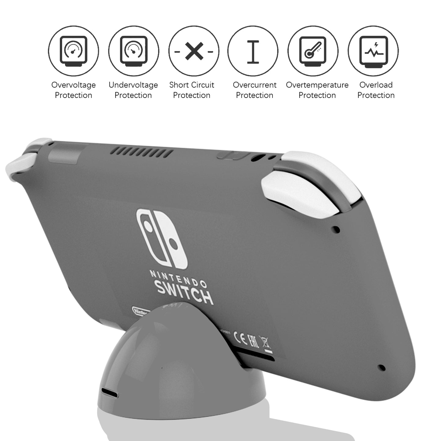 Charger for Nintendo Switch Lite, Charging Dock for Nintendo Switch Lite - Gray - ECHZOVE