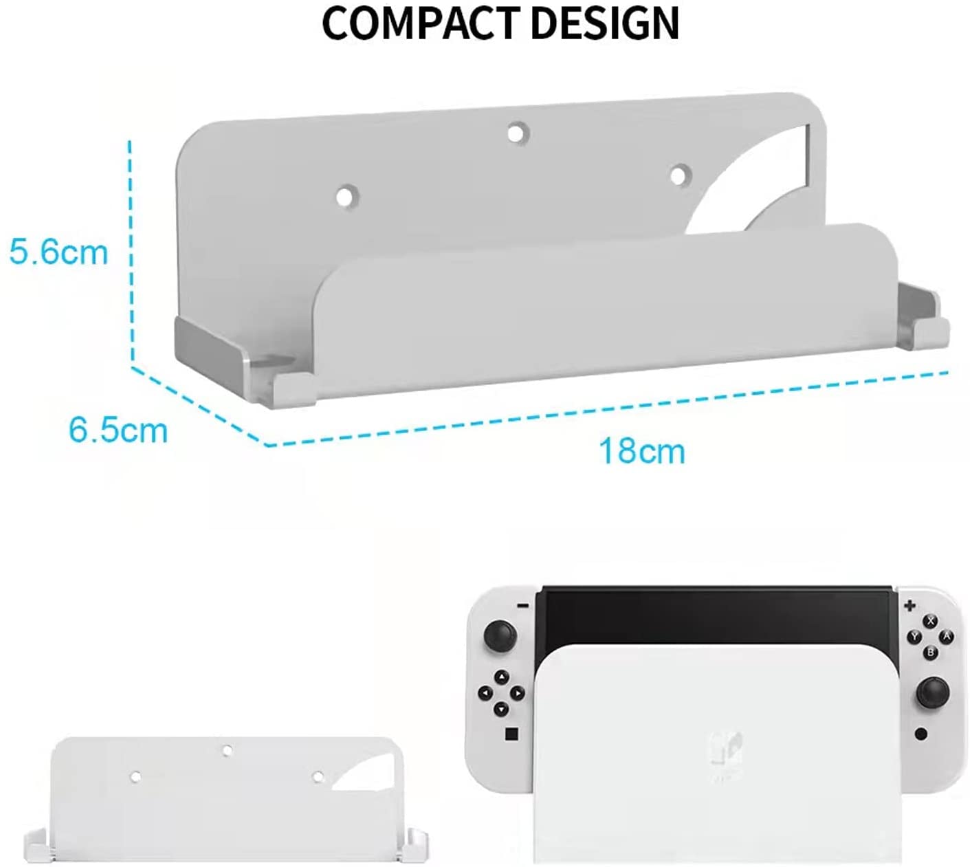 Switch OLED Wall Mount Kit, Mounts Switch OLED on Wall Near TV, Switch OLED Accessories White - ECHZOVE