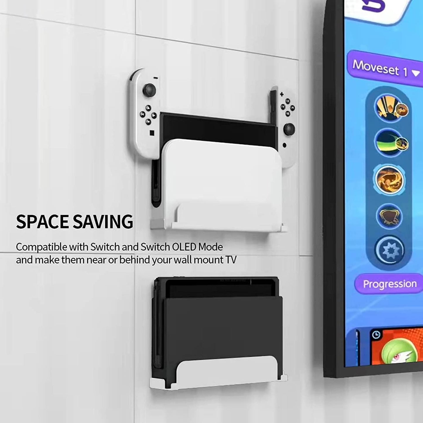 Switch OLED Wall Mount Kit, Mounts Switch OLED on Wall Near TV, Switch OLED Accessories White - ECHZOVE