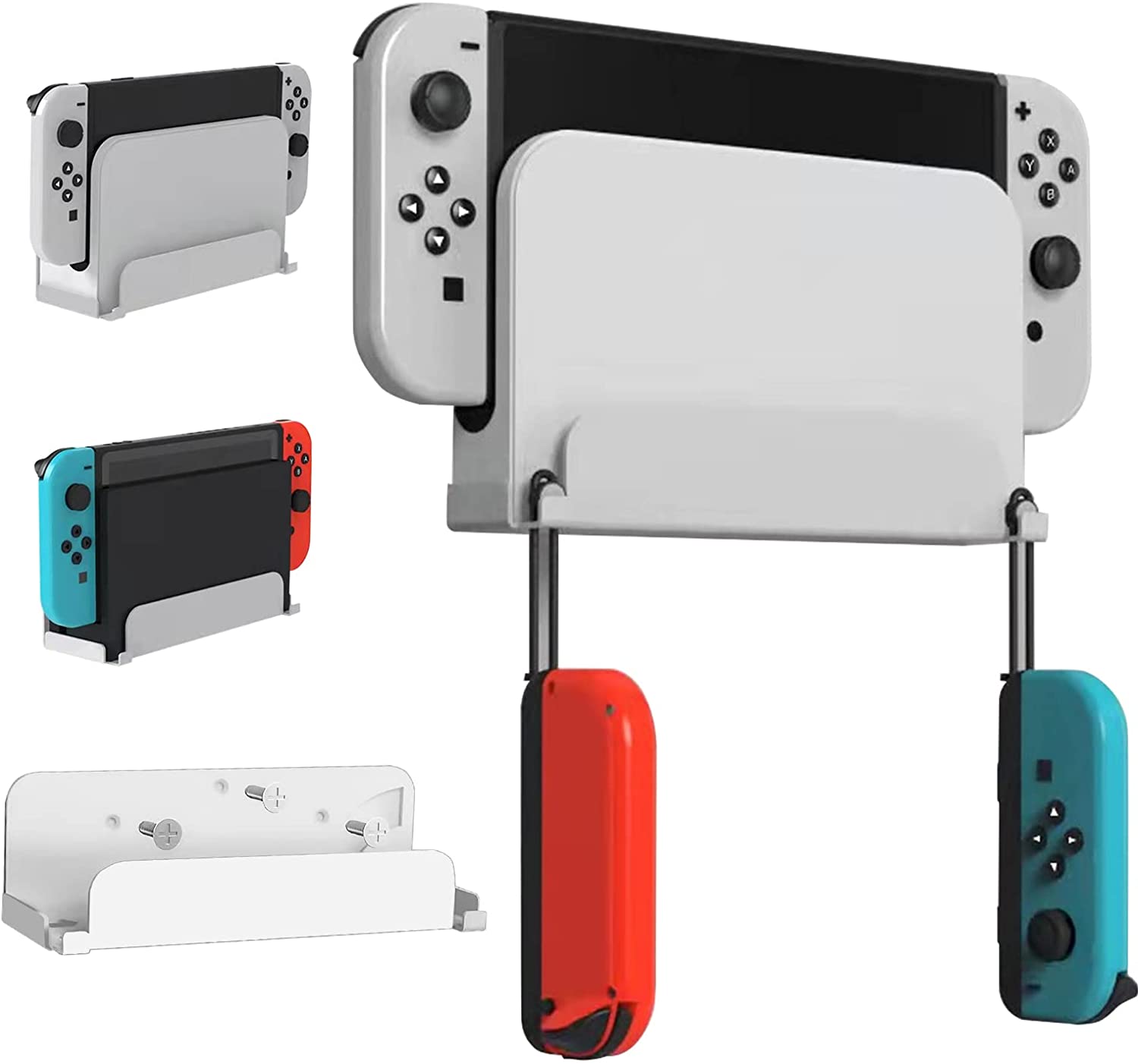 Switch OLED Wall Mount Kit, Mounts Switch OLED on Wall Near TV, Switch OLED Accessories White - ECHZOVE