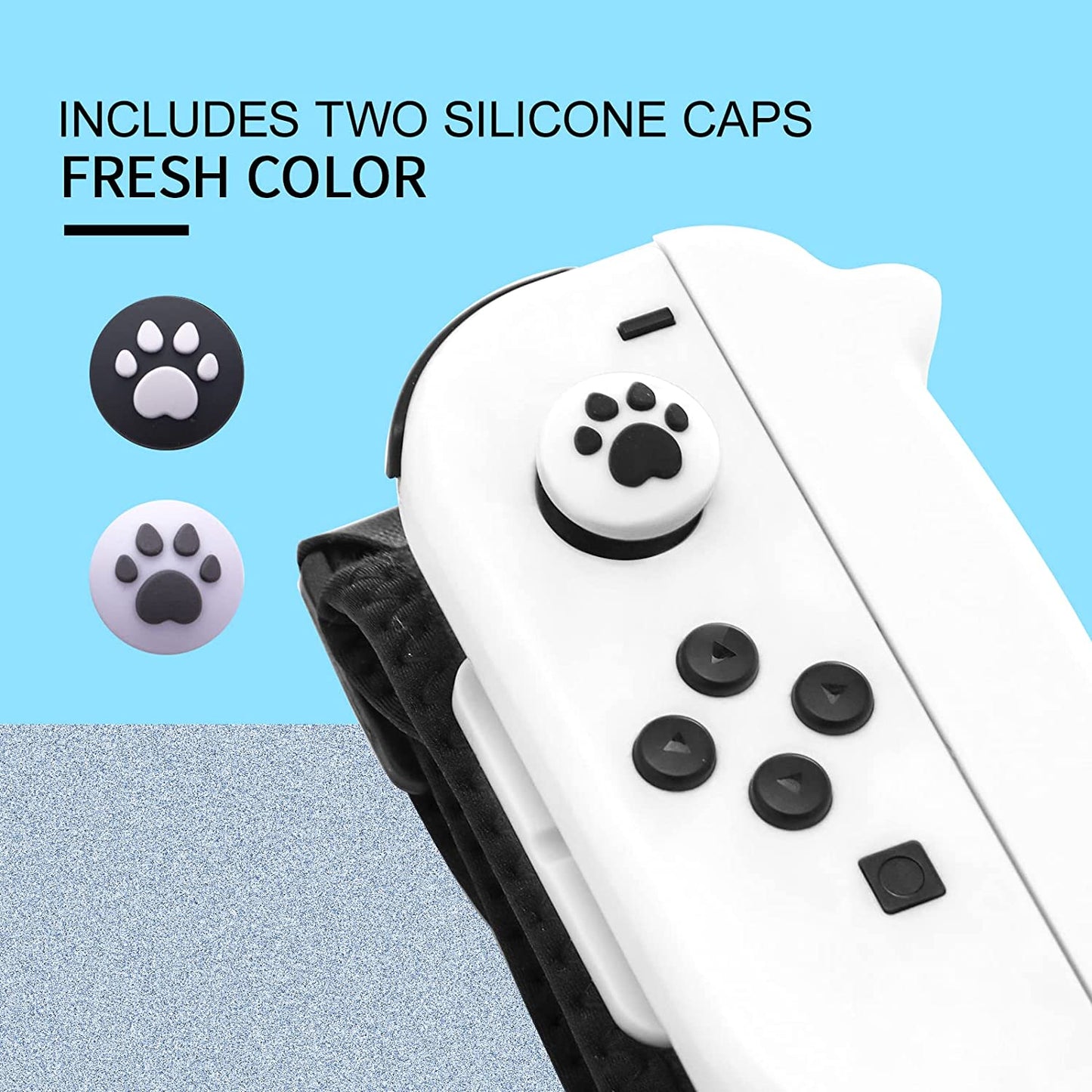 nintendo switch thumb grips black and white cat claw