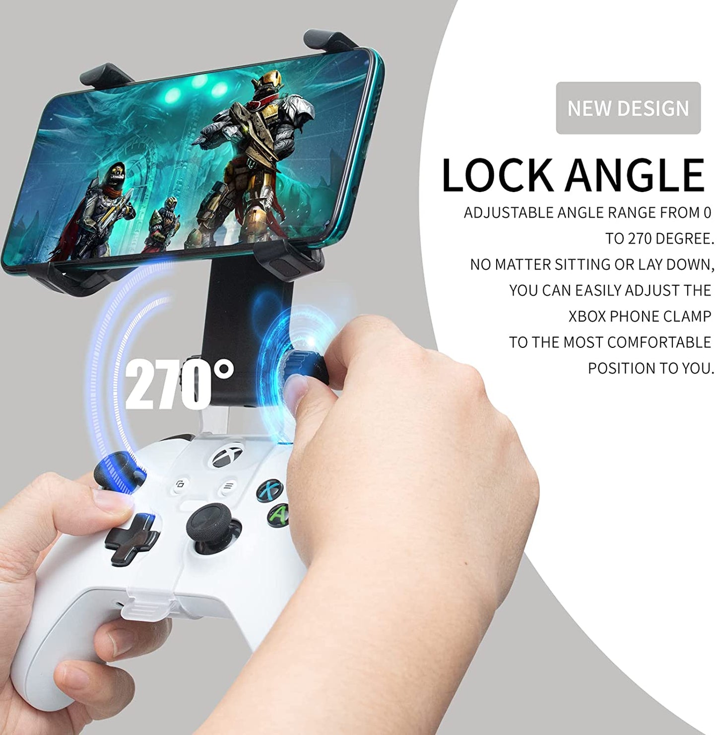 Xbox Series X Controller Phone Clip, Xbox One Controller Mobile Phone Mount Adjustable Phone Holder Clamp for Xbox Series S/X, Xbox One S/X, Xbox One Controllers